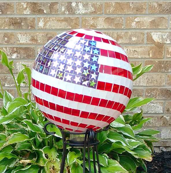 Stars and Stripes Mosaic Gazing Globe 10 Inch